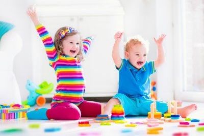 Children Playing with Blocks